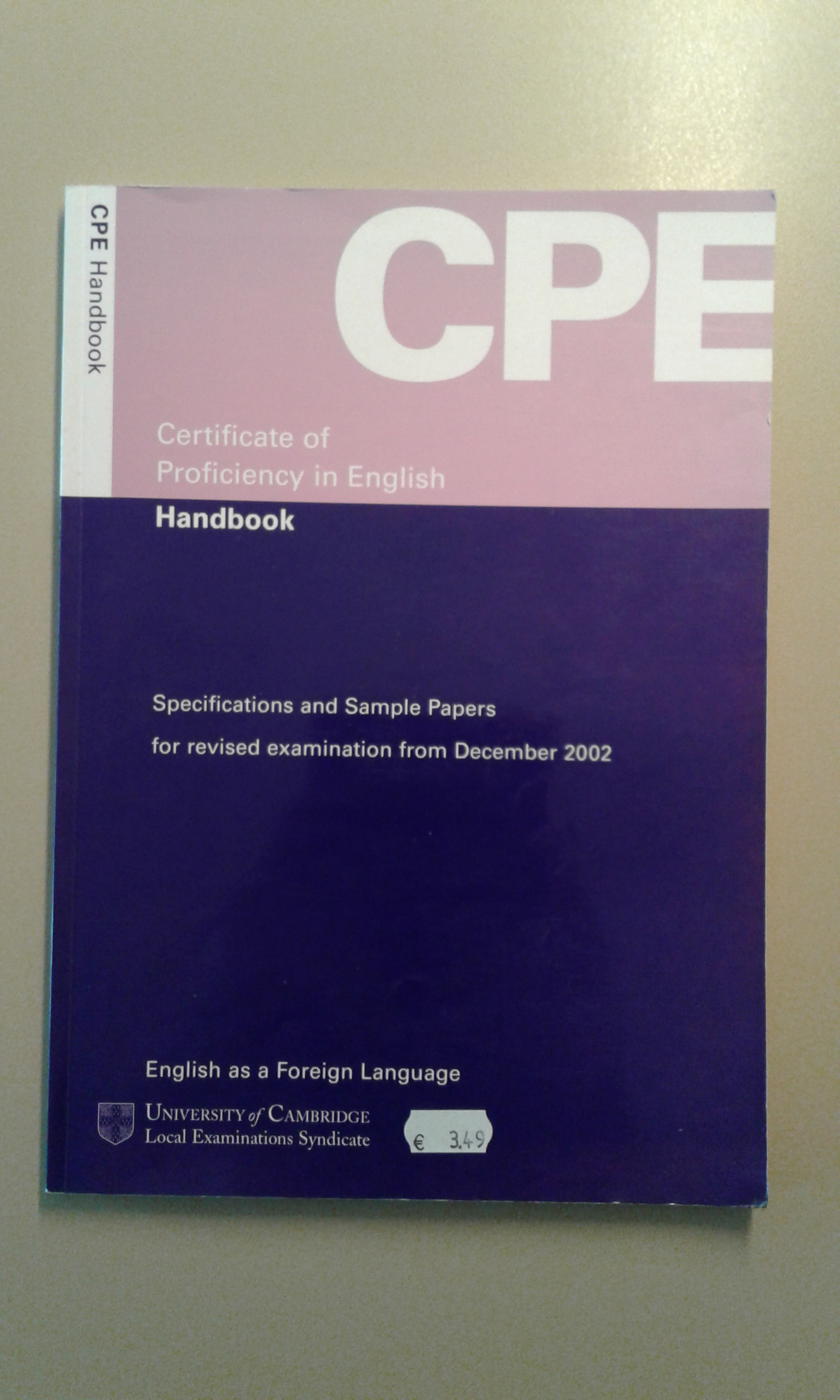 Certificate of proficiency in English.